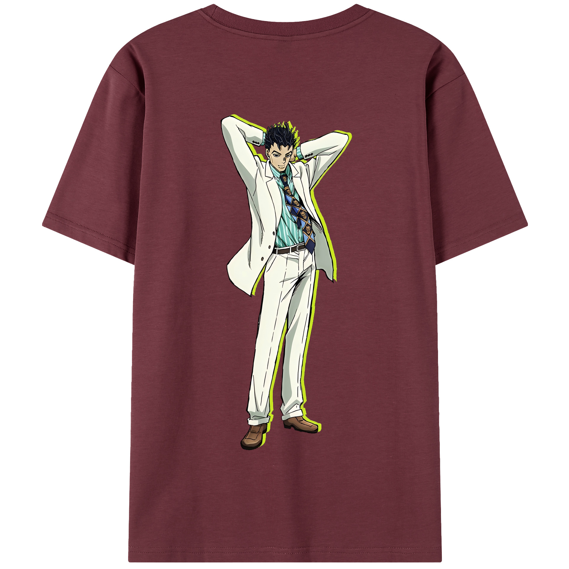 （画像用） ジョジョの奇妙な冒険 きら よしかげ JoJo's Bizarre Adventure Kira Yoshikage 綿100％半袖Tシャツ（背面プリント）